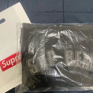 Supreme BB Simon Black Hoodie with Rhinestone Embellishments XL NWT Silver 100%